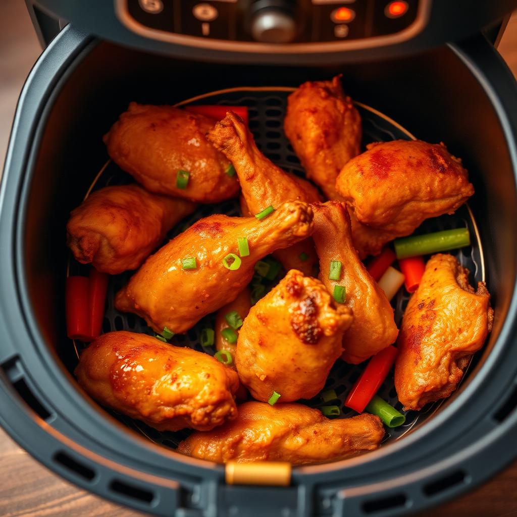 Frango crocante saindo da Air Fryer